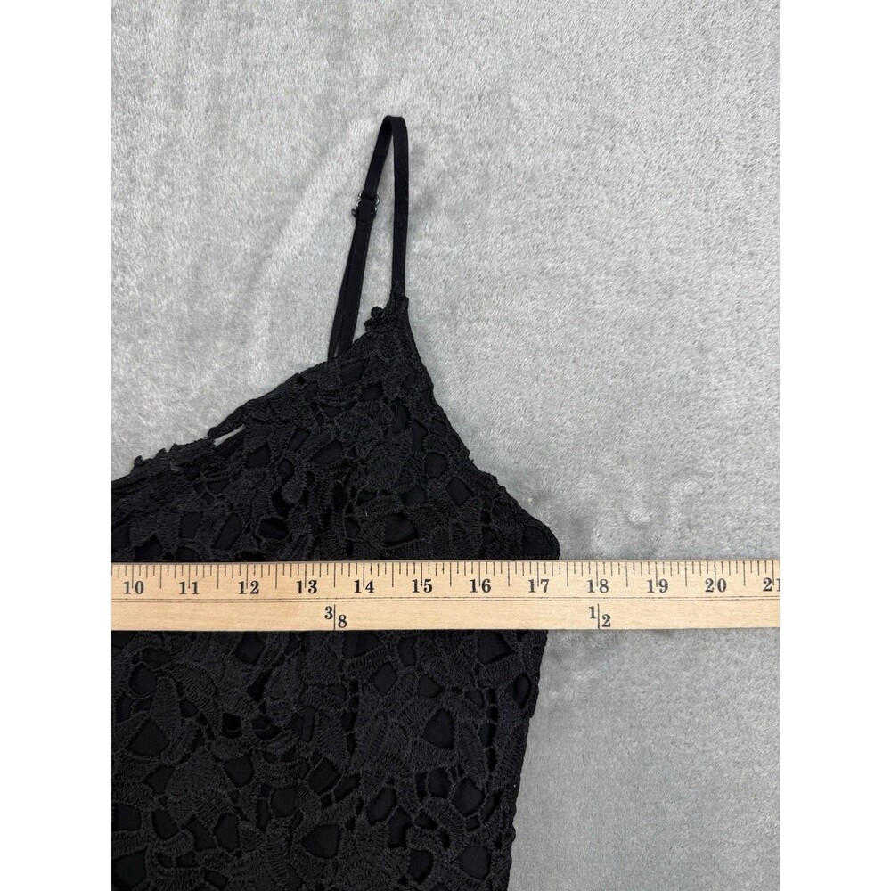 Black Crochet Lace Midi Dress with Spaghetti Straps - Picture 7 of 13